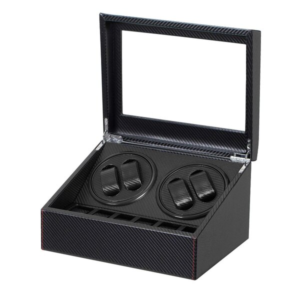 Automatic Watch Winder with 4 Motors 6 Pillows Leather Case